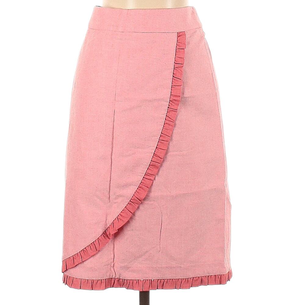 J.Crew Factory Skirt Oxford‎ Ruffle Wrap Pencil Nantucket Women's 4 100% Cotton